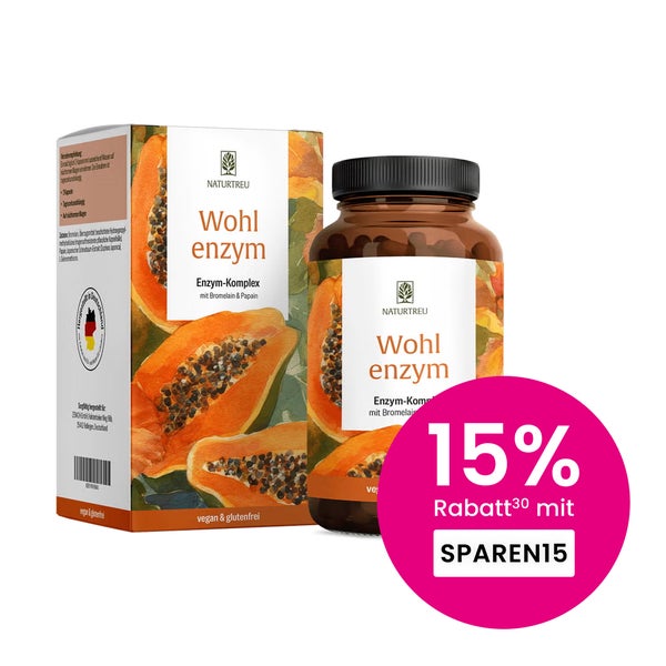 Enzym-Komplex mit Bromelain & Papain - WOHLENZYM - 120 vegane Kapseln - NATURTREU® 120 St