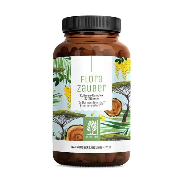 Kulturen Komplex für den Darm - 23 Bakterienstämme Lactobacillus & Bifidobakterien - FLORAZAUBER - 60 vegane magensaftresistente Kapseln - NATURTREU® 60 St