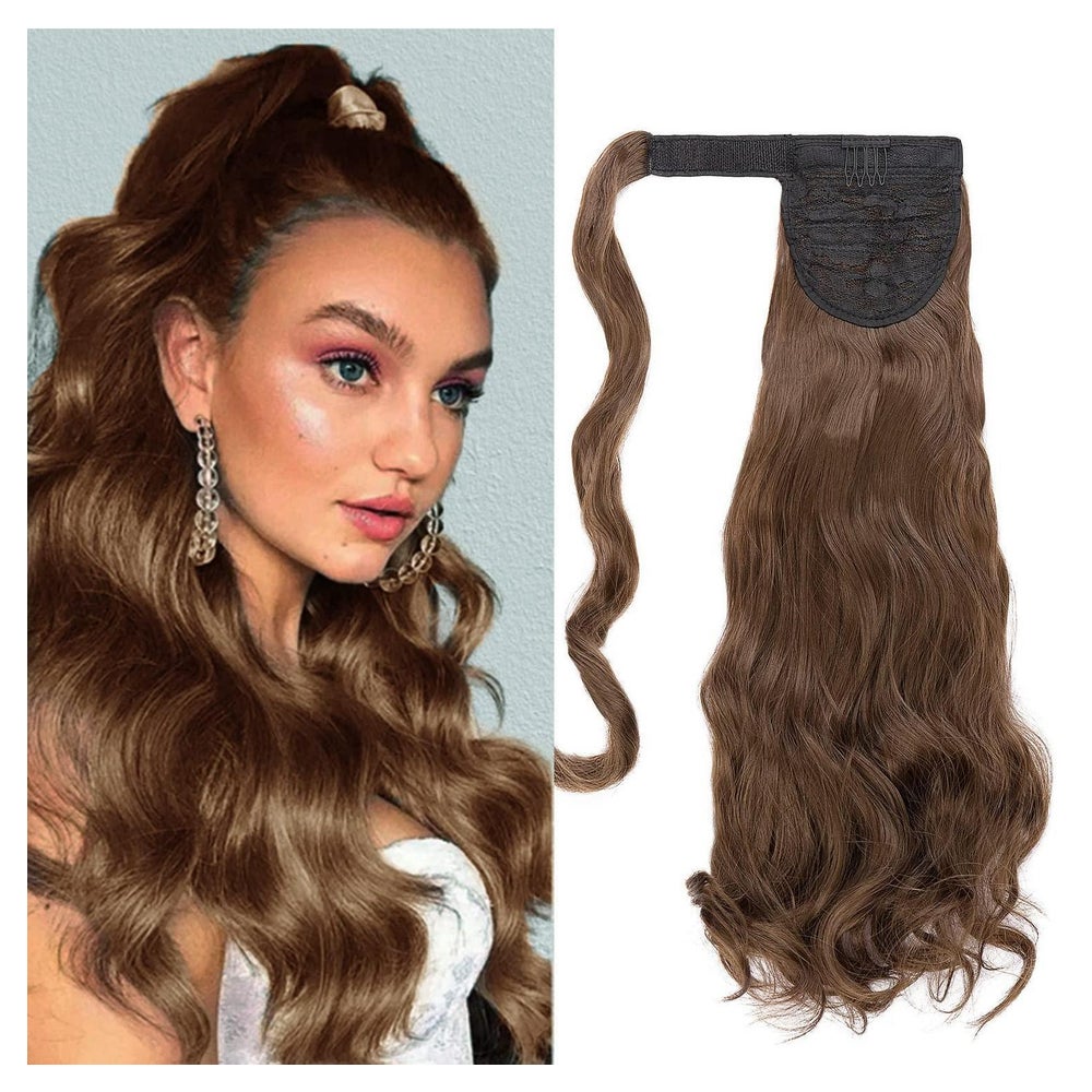 Pferdeschwanz Extensions Locken Haarteil 50 cm Chestnut Brow 1 St