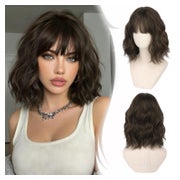 Perücke Damen Bob kurz Pony synthetisch 35 cm Braun mit High 1 St
