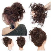 Haarteil Dutt Haargummi Struppige Haarknoten mittelbraun 1 St
