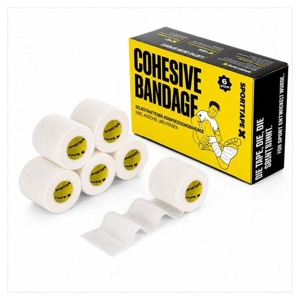 SPORTTAPE Selbstklebender verband - 6 Rollen, 5 cm x 4,5 m weiß 6 St