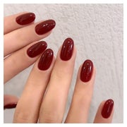 Press-On-Nagel 24 kurze ovale weinrote Nägel mit Klebetabs f 1 St