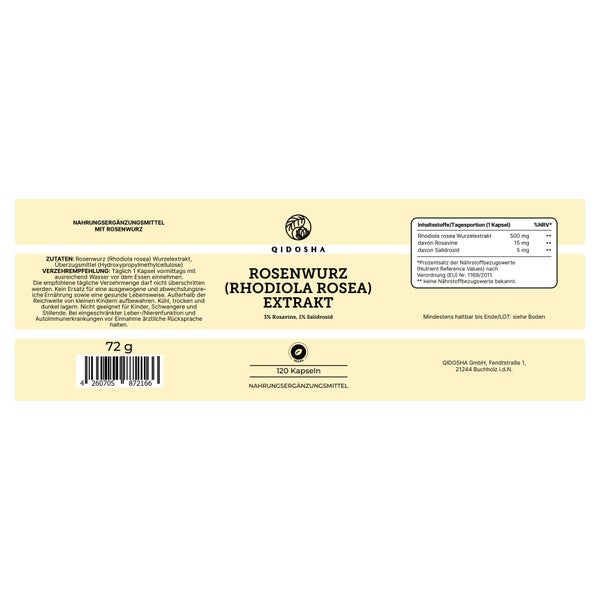 Rosenwurz (Rhodiola Rosea) Extrakt Kapseln 124 g