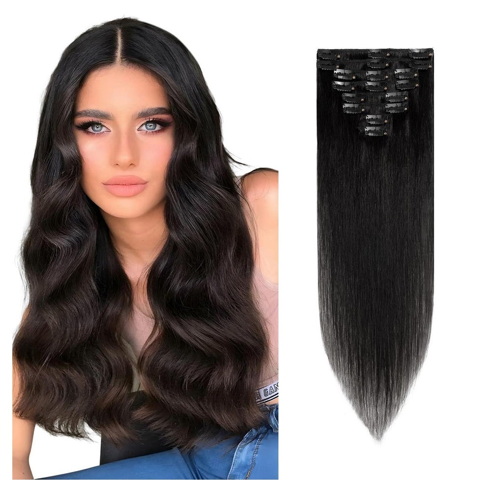 Clip Extensions Echthaar Haarverlängerung #1 Lackschwarz 30c 1 St