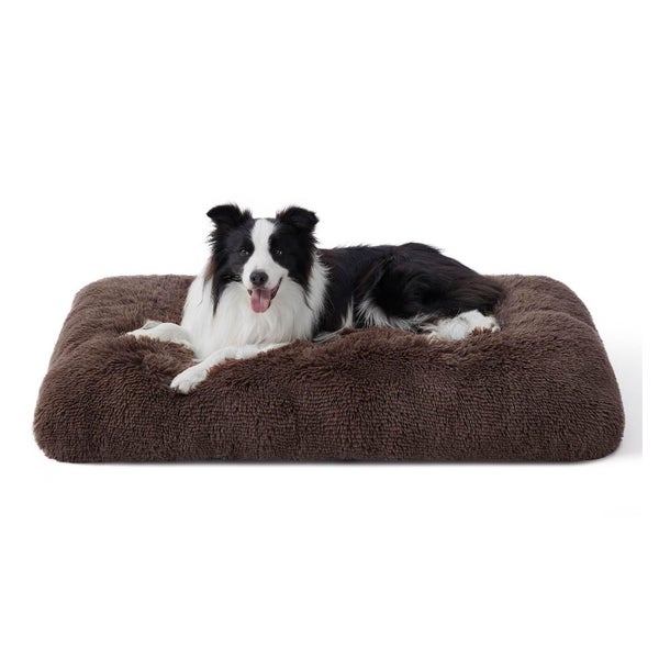 BEDSURE Hundebett Waschbar 89x58cm Braun in Lederoptik
