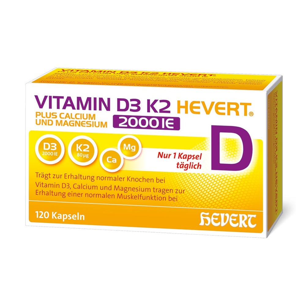 Vitamin D3 K2 Hevert+calcium U.magnes.2000 Ie Kps. 120 St